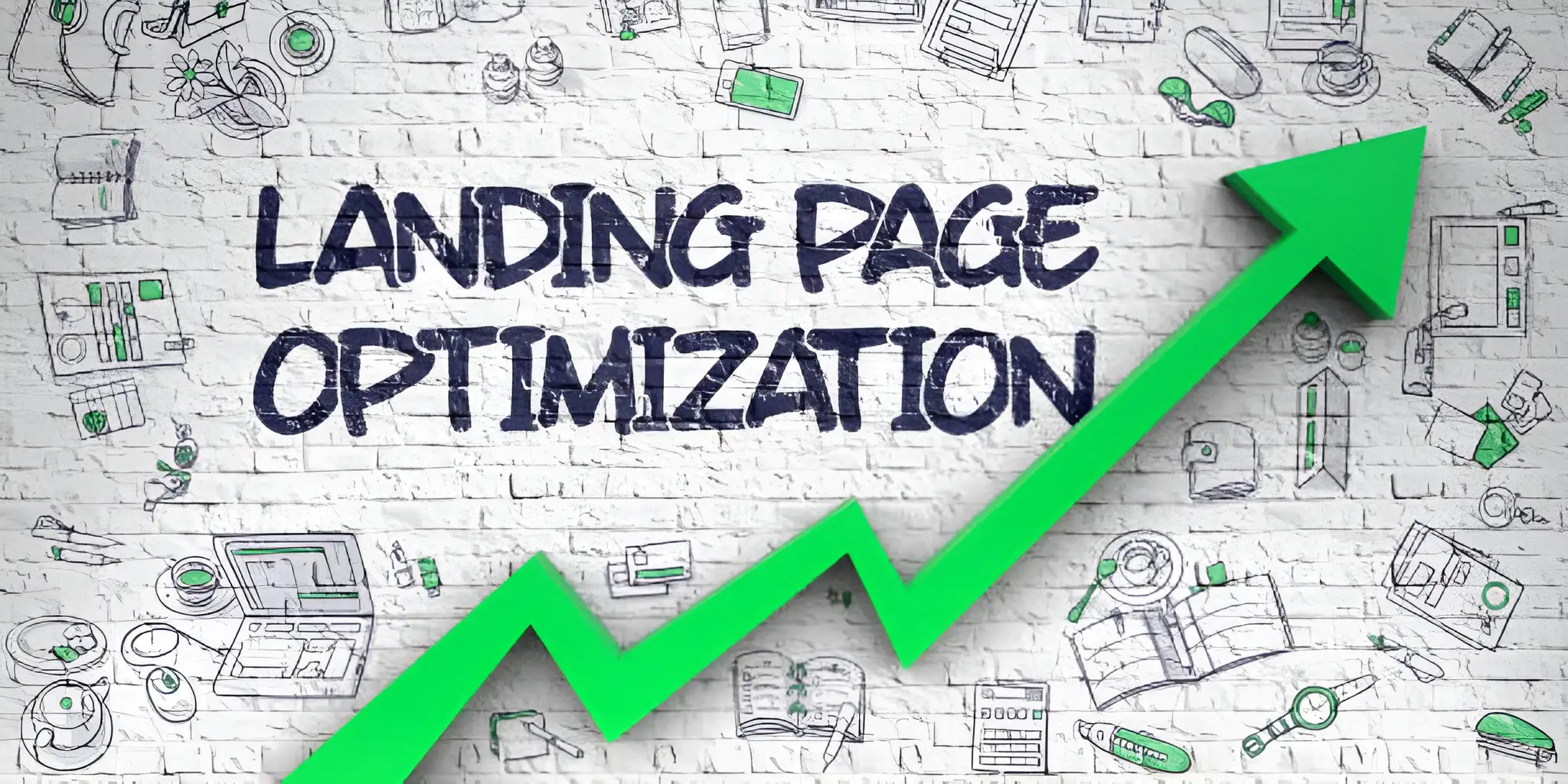 the green arrow shows the increase in landing page conversion rate
