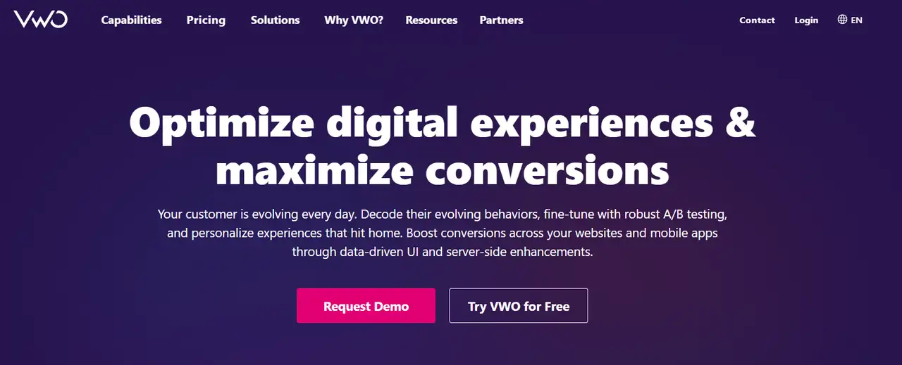 vwo homepage