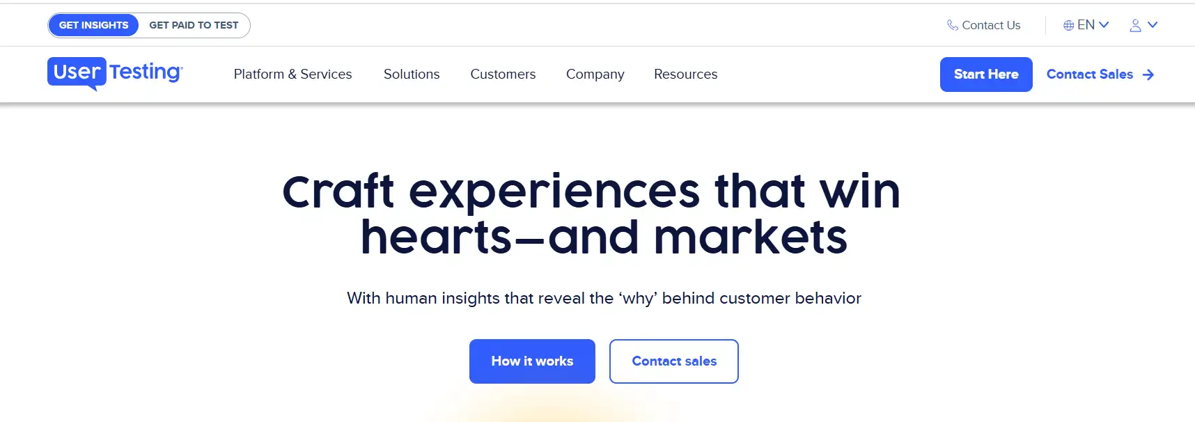 usertesting homepage