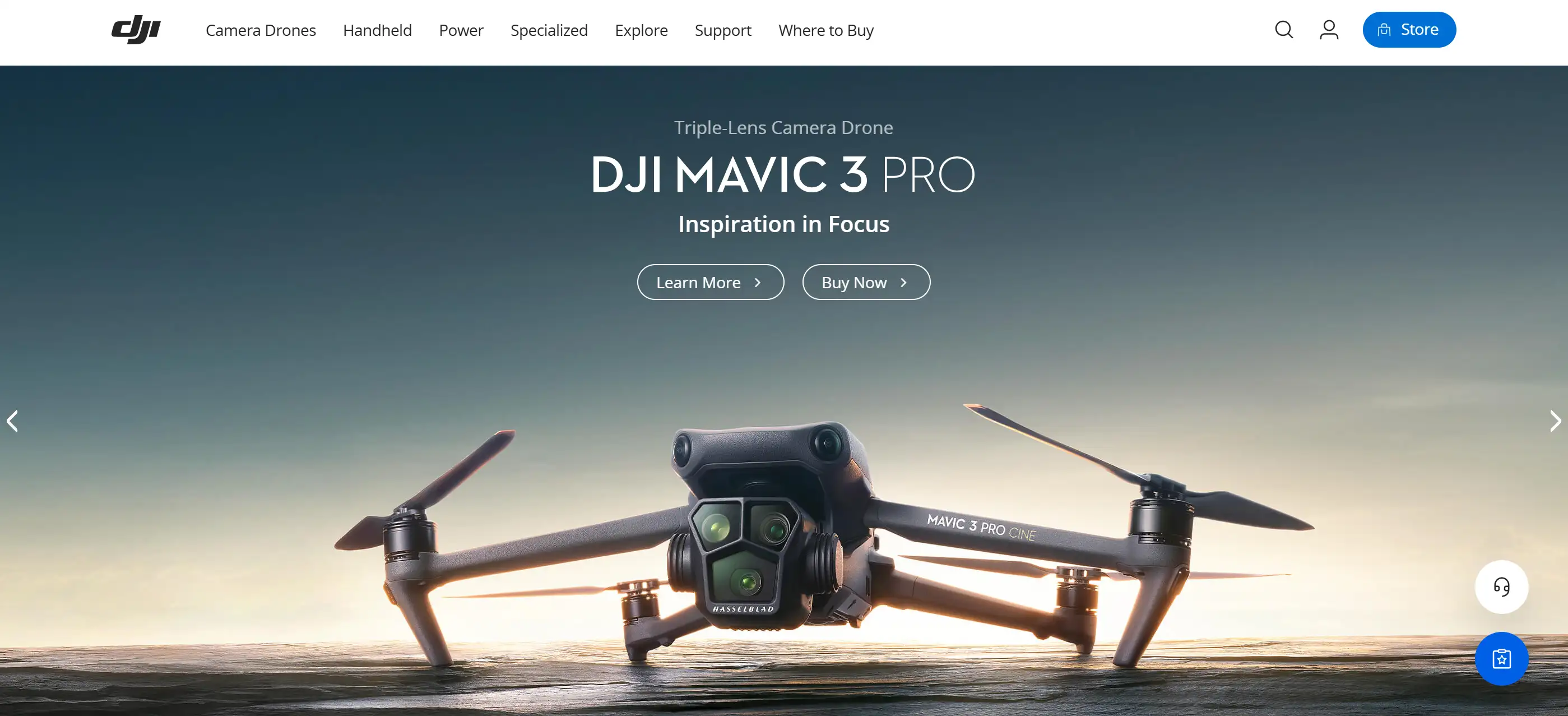 DJI's homepage