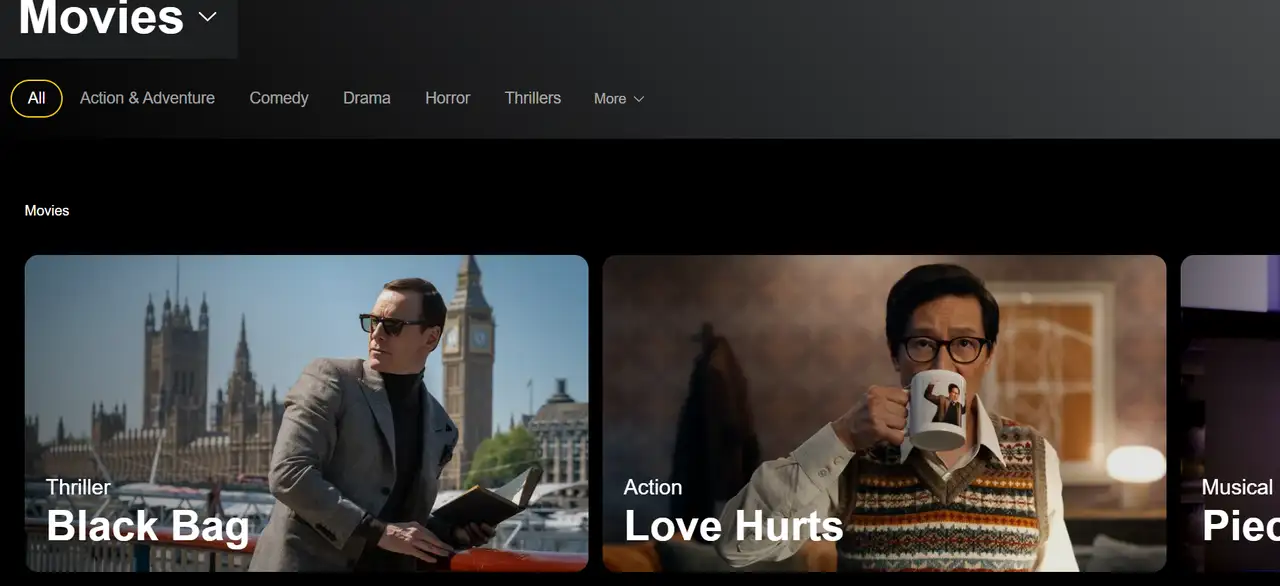 streaming platform peacock offers high-quality movies