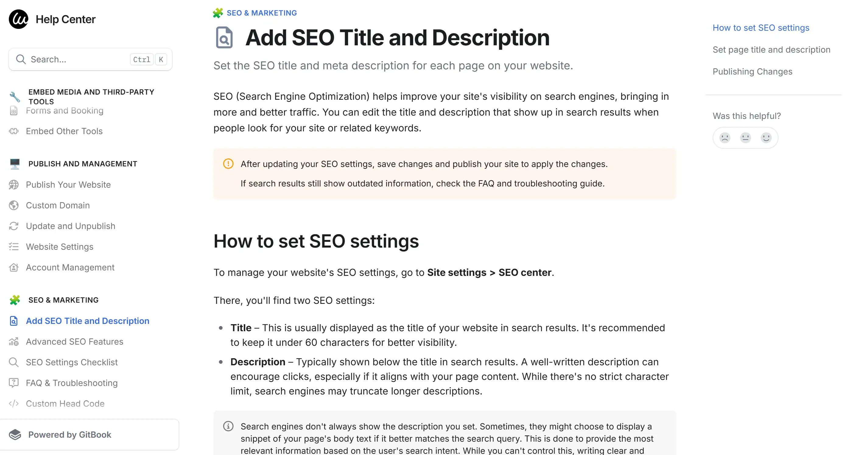 Optimize website for SEO on Wegic's Help Center