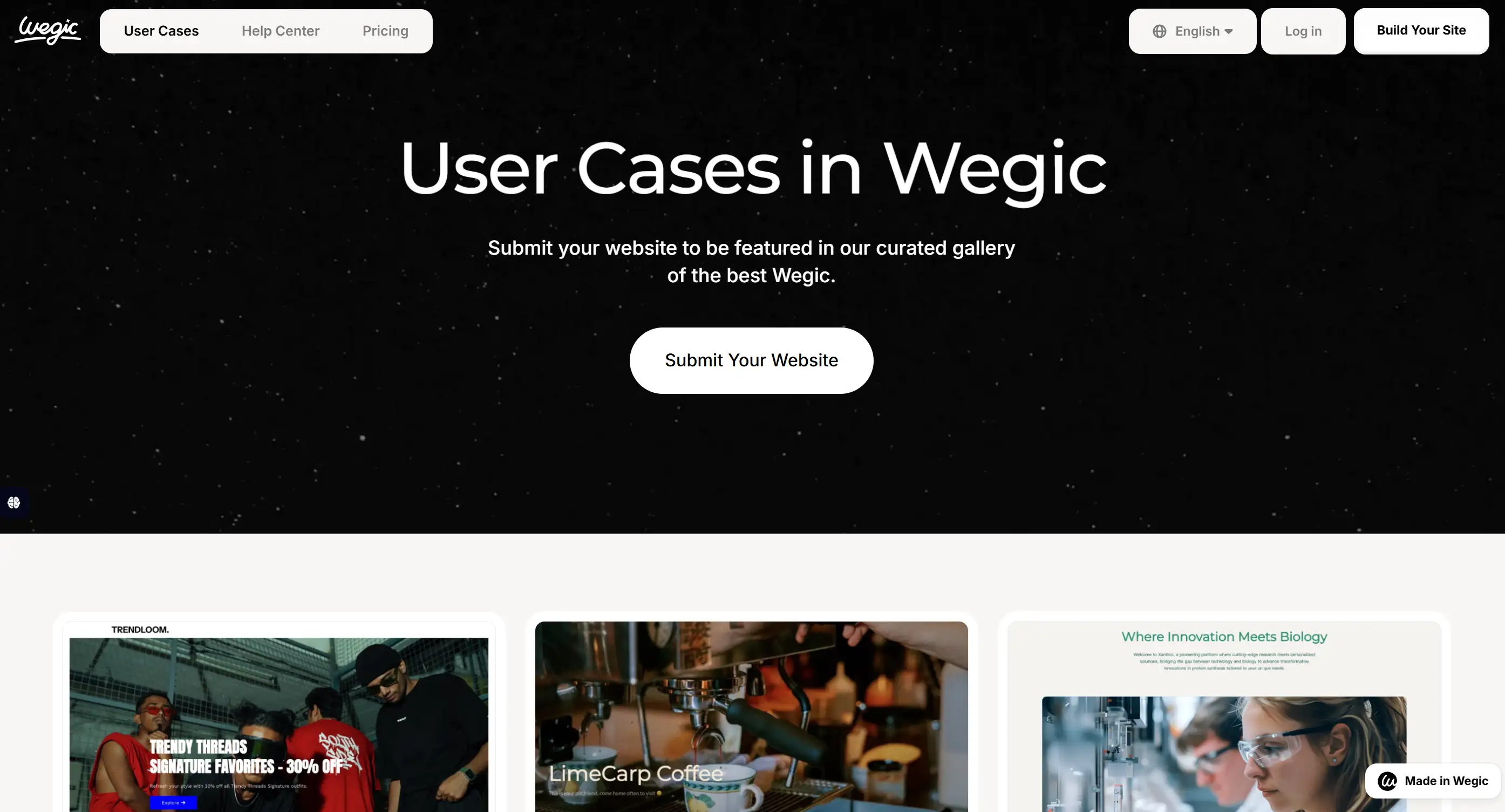 User cases of building no-code websites on Wegic