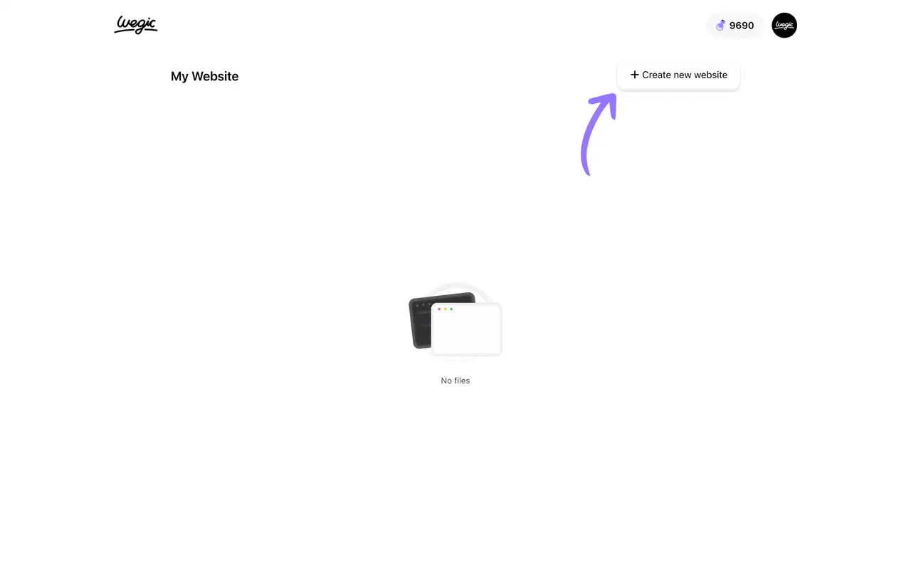 Create a new website on Wegic
