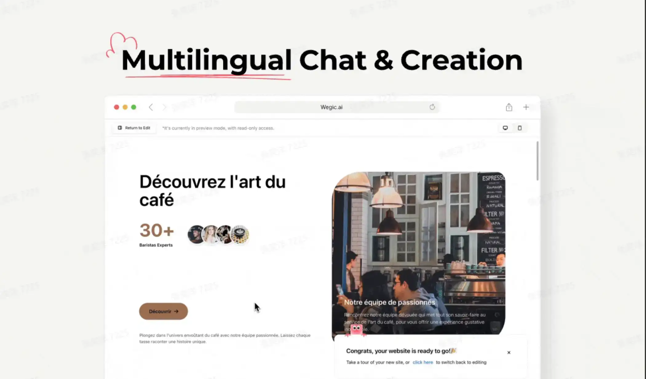 wegic multilingual chat and website creation