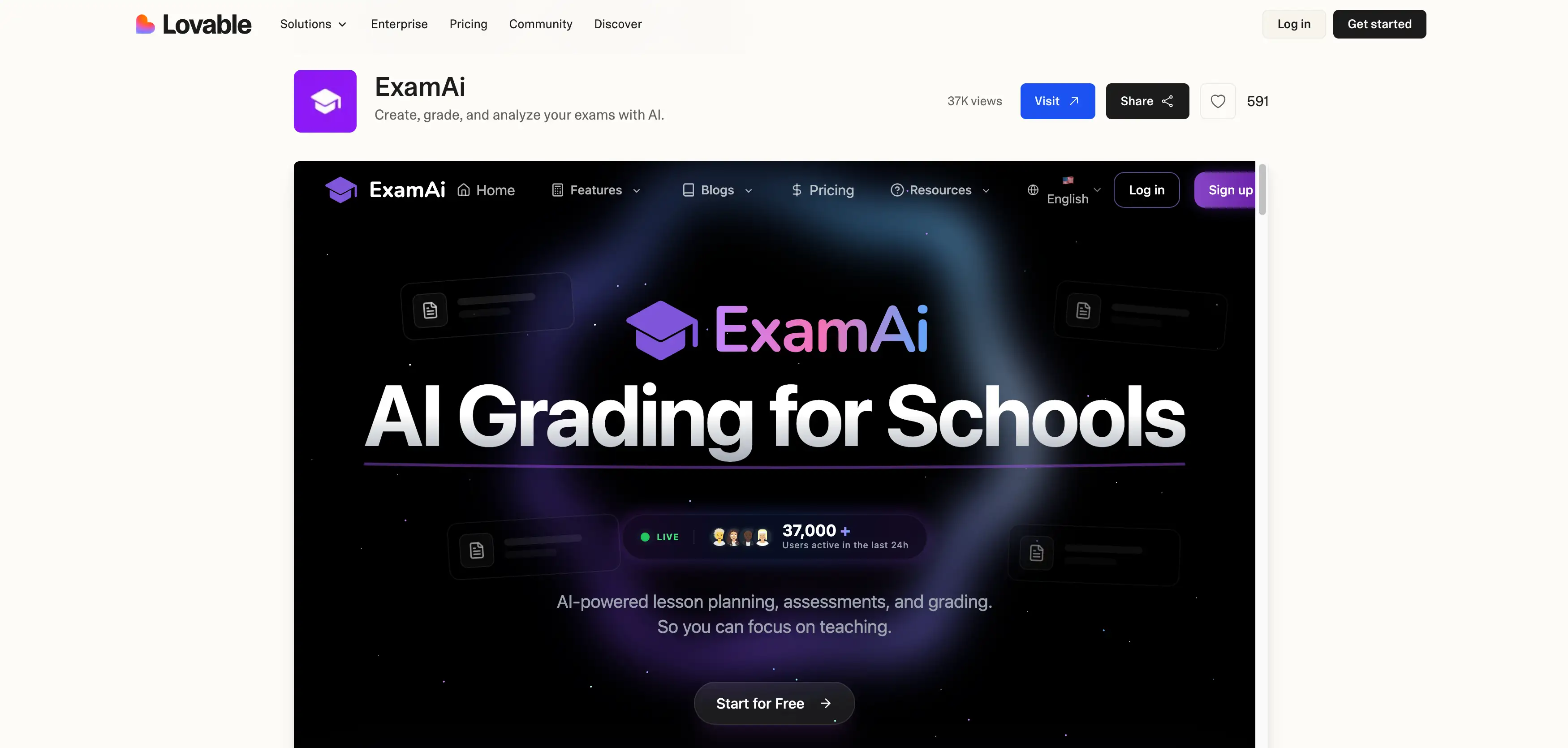exami ai lovable website example exami ai lovable website example