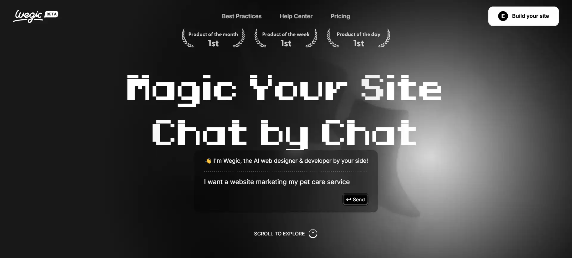 wegic homepage magic your site chat by chat