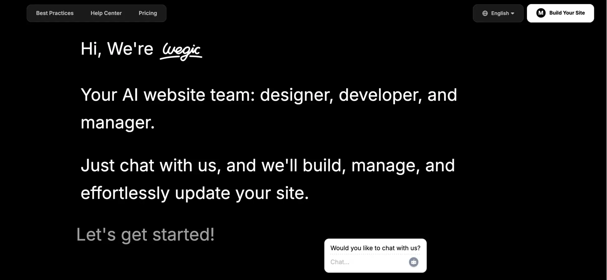 Wegic self-introduction page