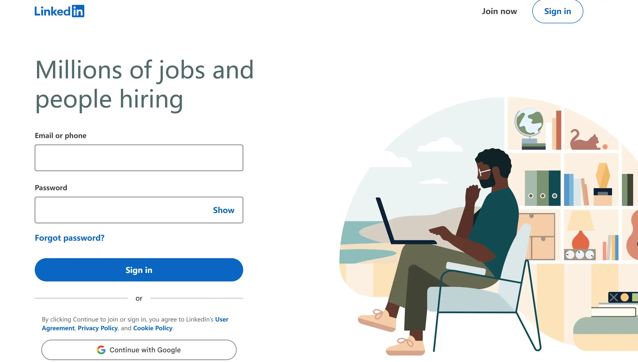 Sign-in page of LinkedIn