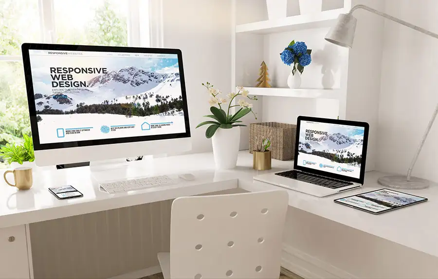 An image demonstrating a responsive B2B website design, looking clean and functional on both desktop and mobile screens, a key part of technical seo for b2b. An image demonstrating a responsive B2B website design, looking clean and functional on both desktop and mobile screens, a key part of technical seo for b2b.