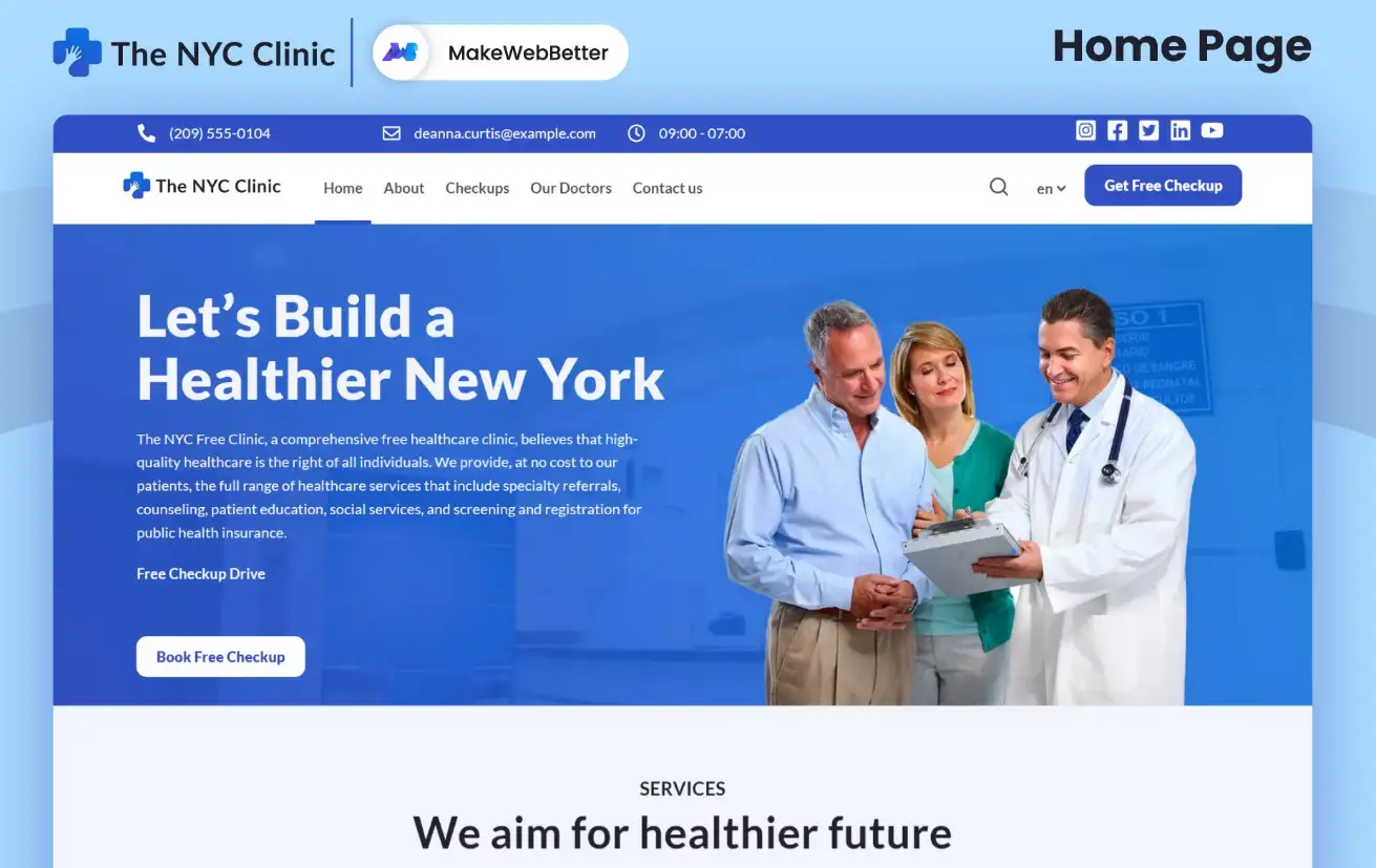 NYC Clinic homepage collected in HubSpot's medical site templates
