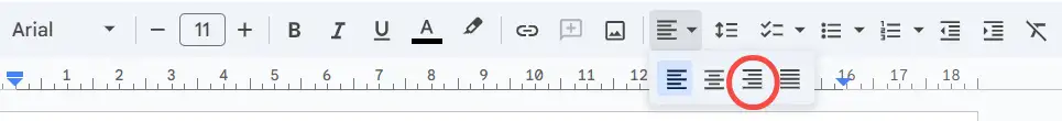 right-align the header content