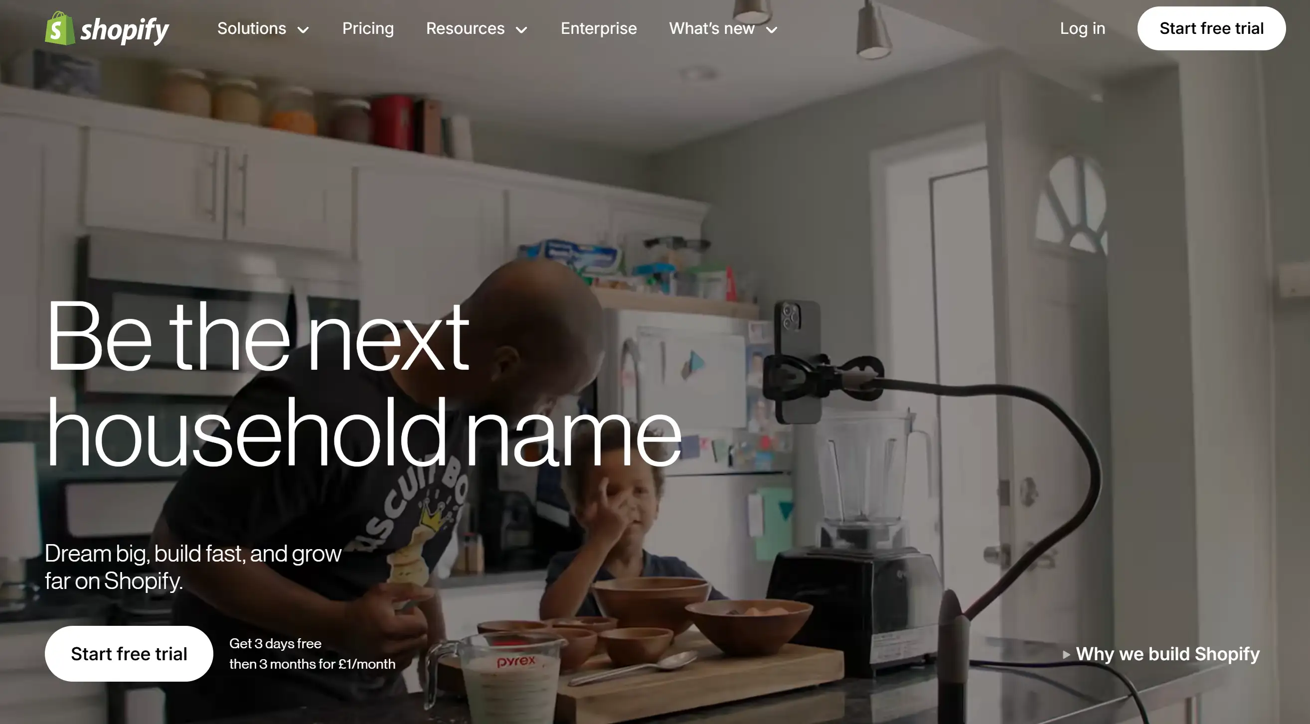 Shopify's homepage