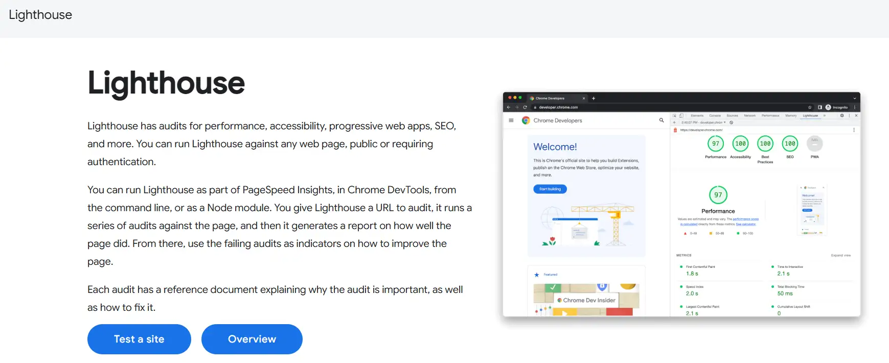 google lighthouse serves as an instrument to check website speed