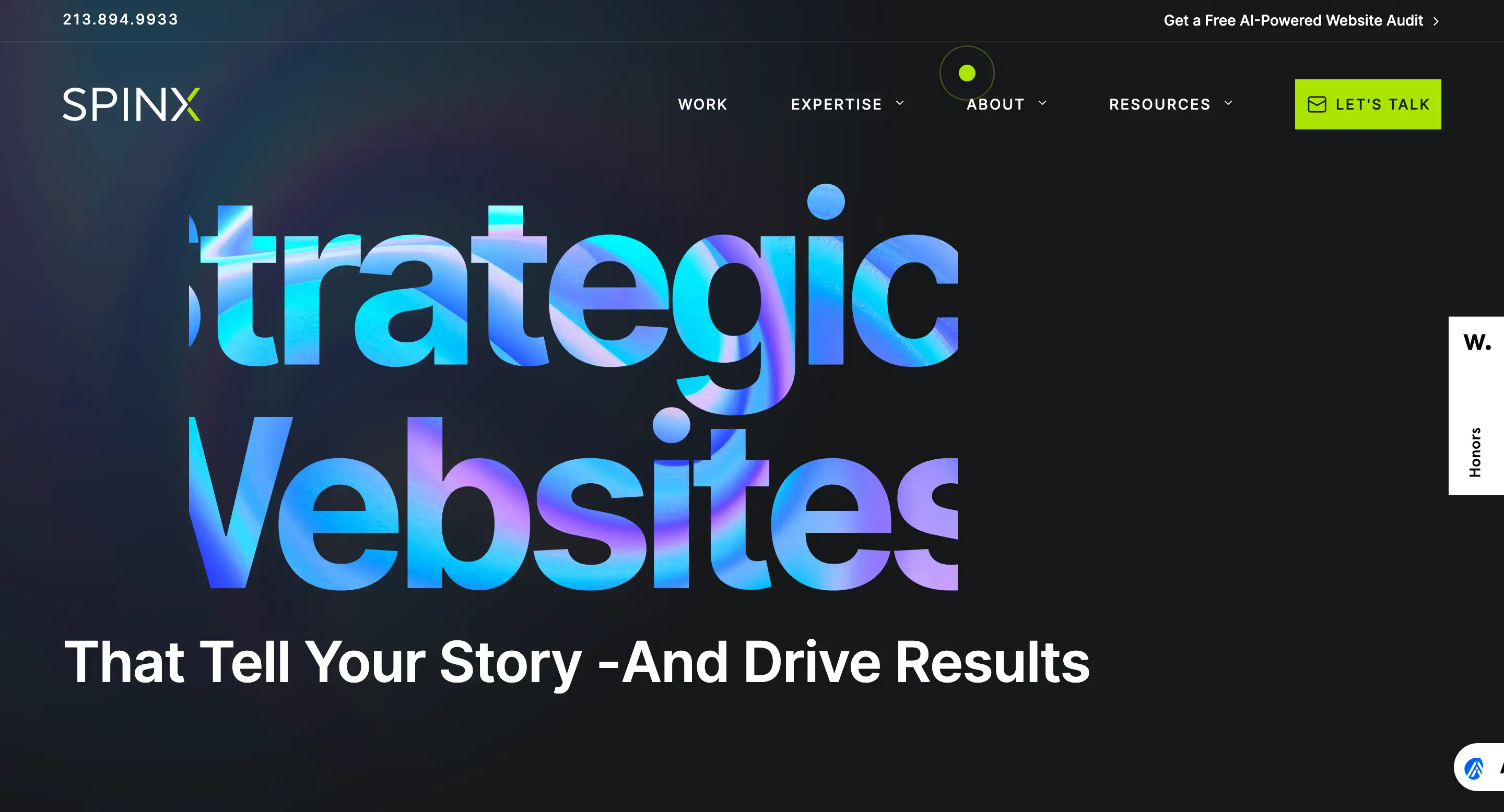 spinx digital website with ctas