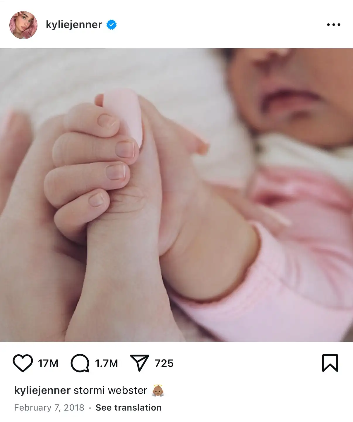 Welcoming baby Stormi into the world on Instagram