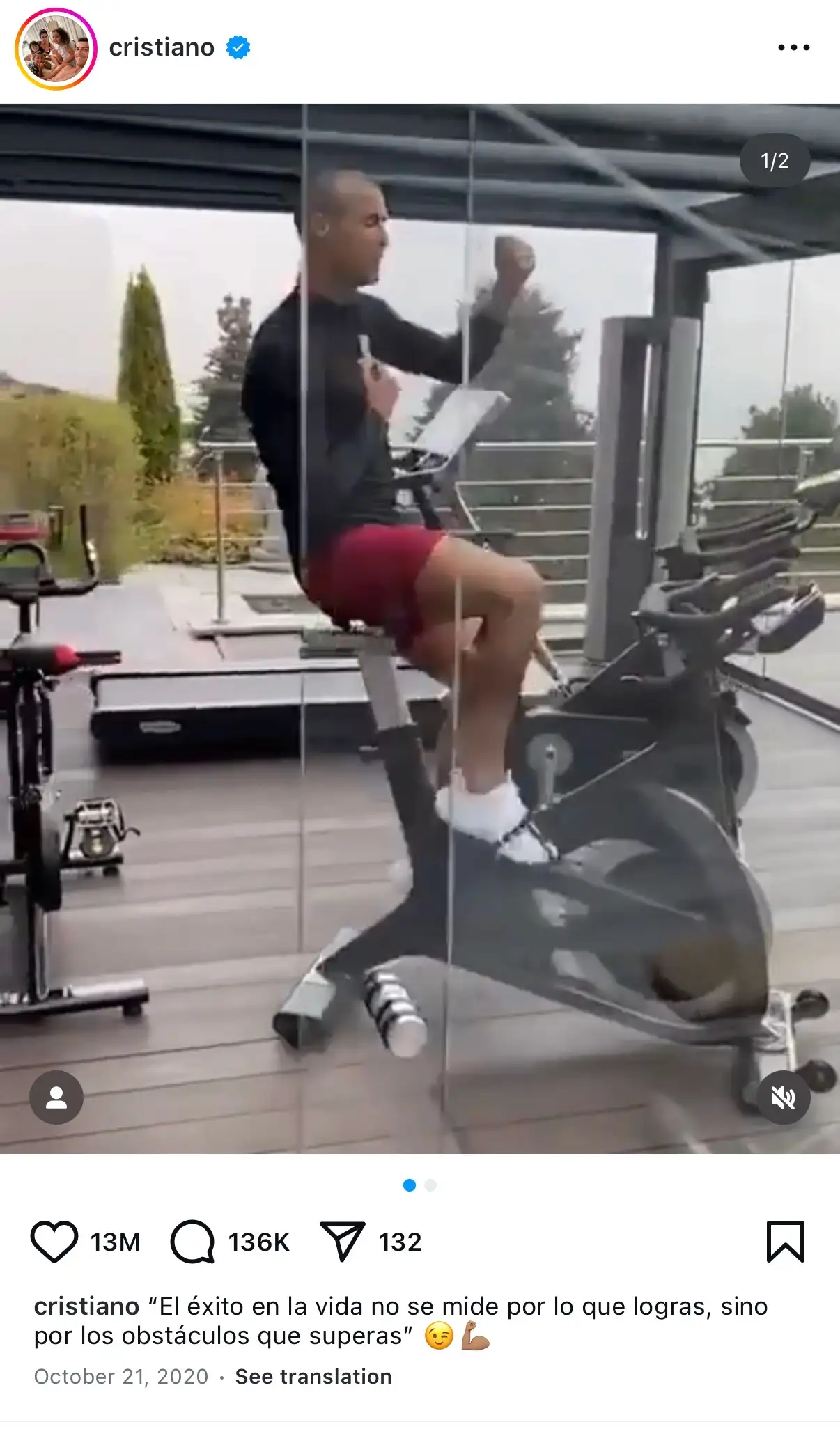 Cristiano is working out on Instagram