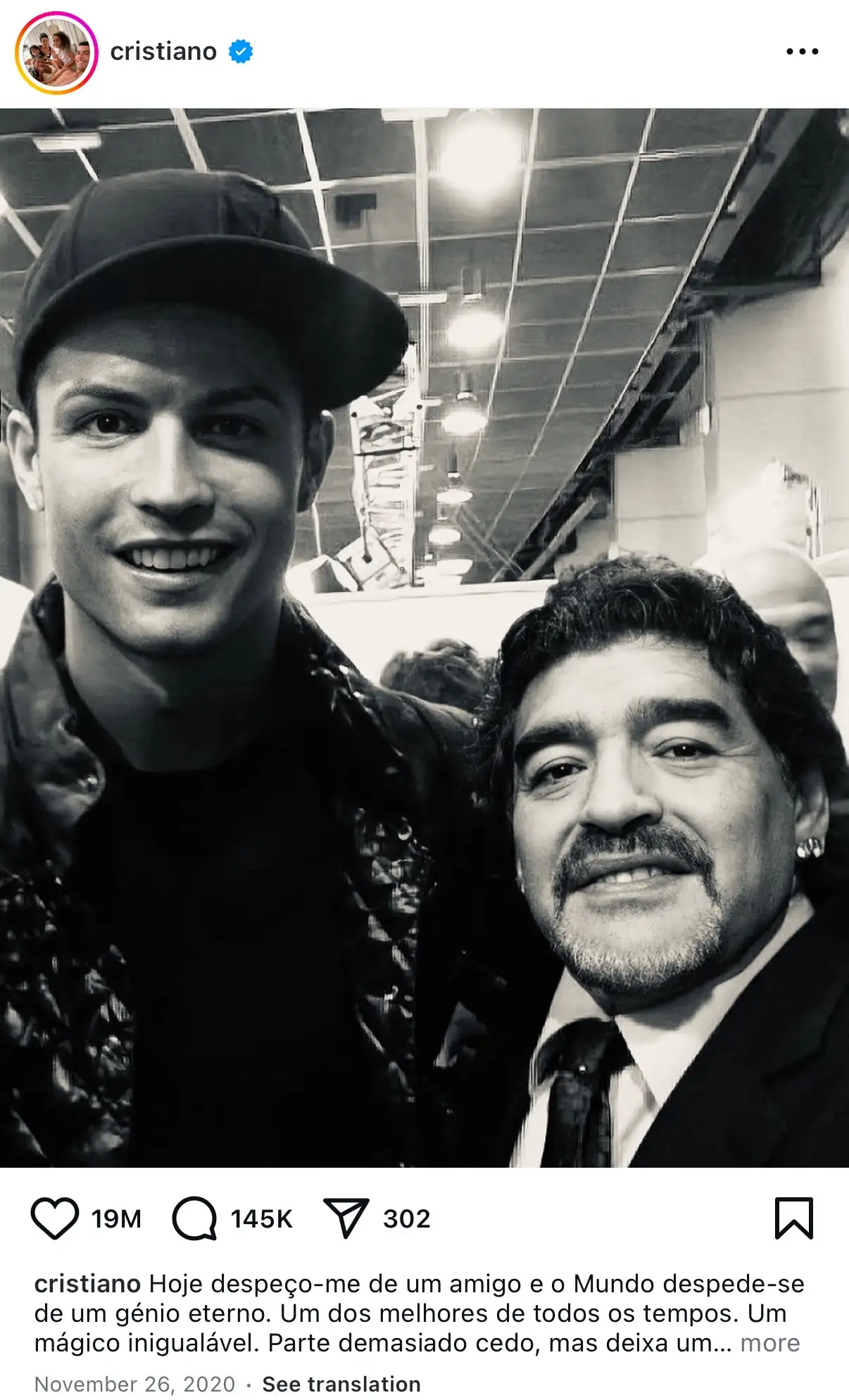Farewell to Maradona again on Instagram