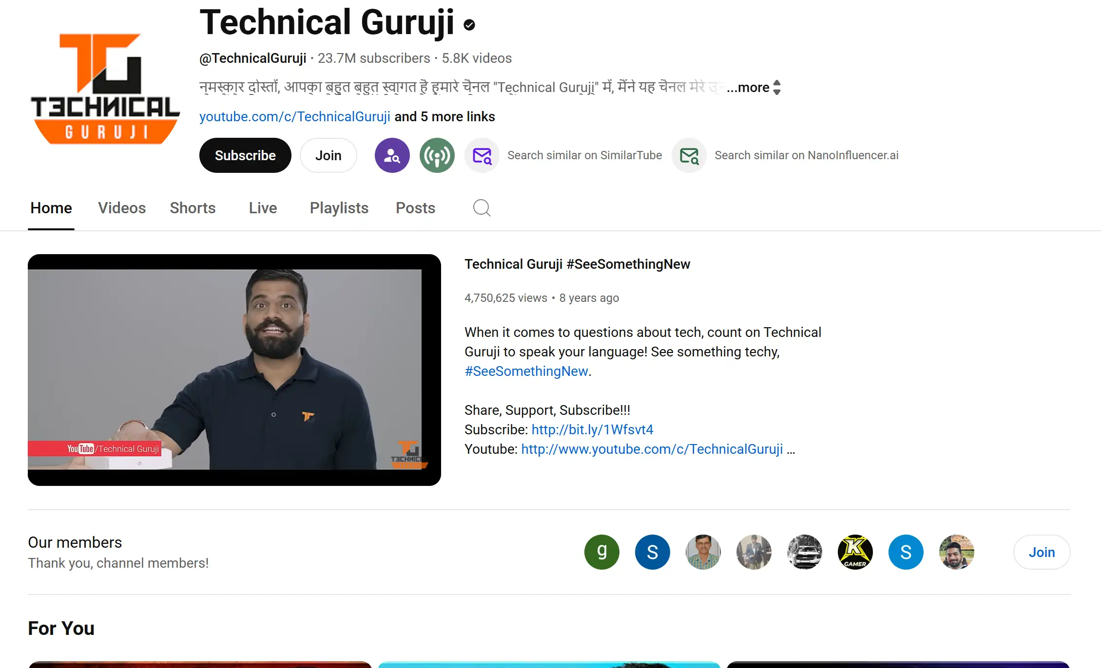 Profile of Technical Guruji YouTube channel