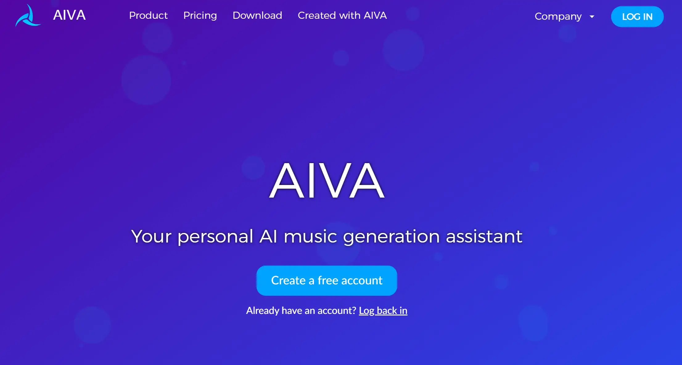 AIVA's homepage