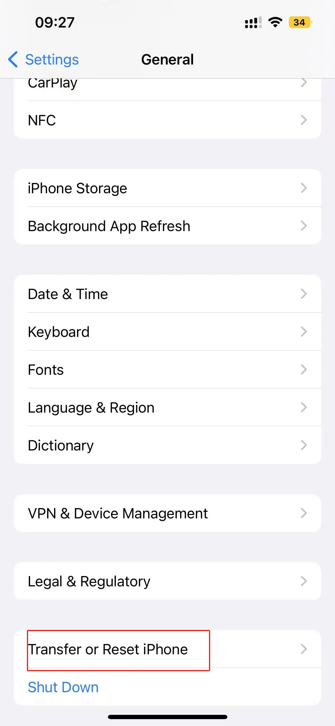 reset your device to factory settings