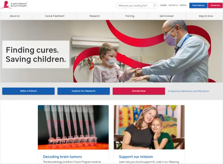 St. Jude Children's Research Hospital homepage