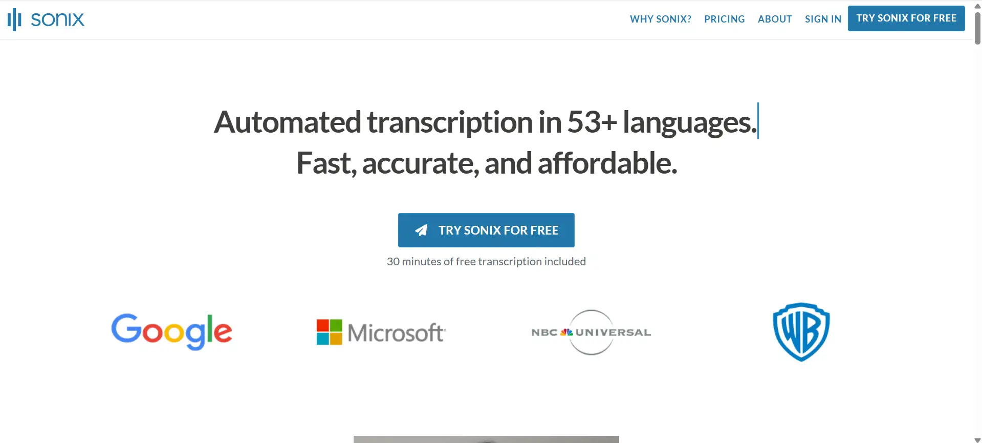 sonix ai homepage