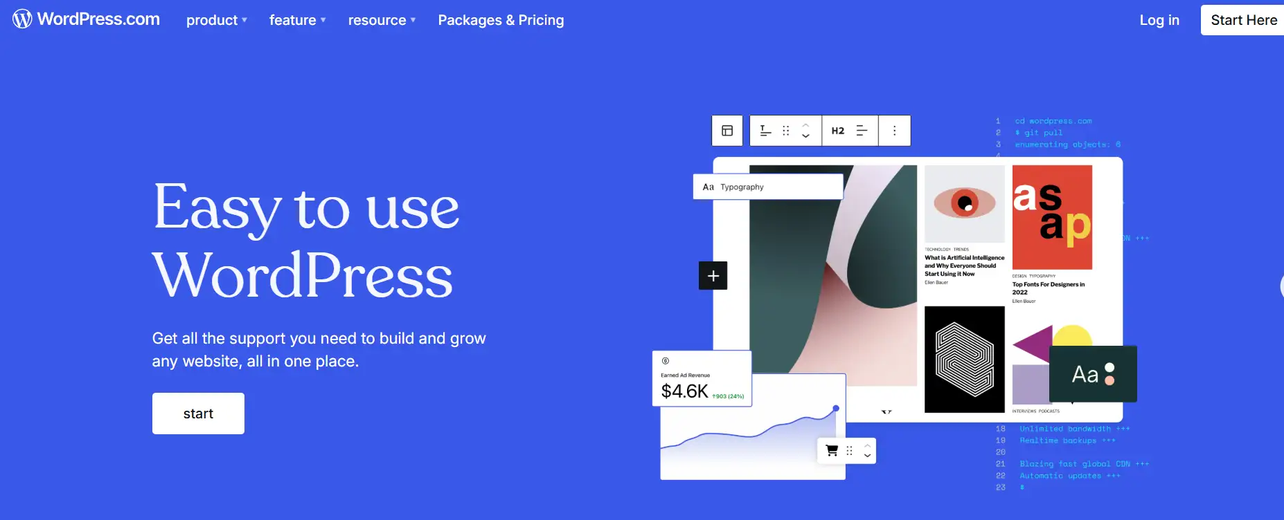 people can build a website with extras with wordpress