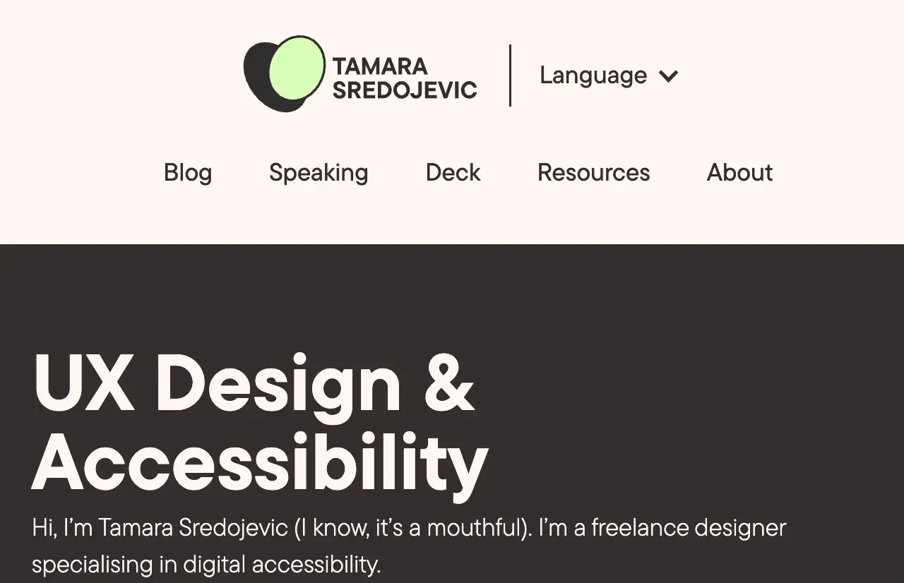 Tamara Sredojevic website homepage