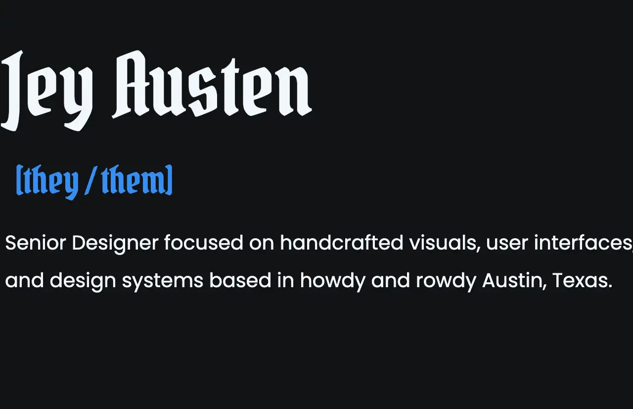 Jey Austin website homepage