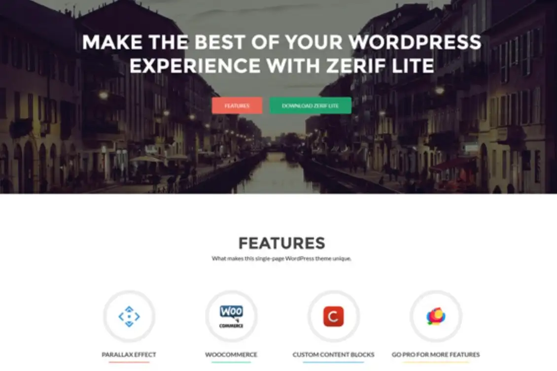 Zerif Lite homepage