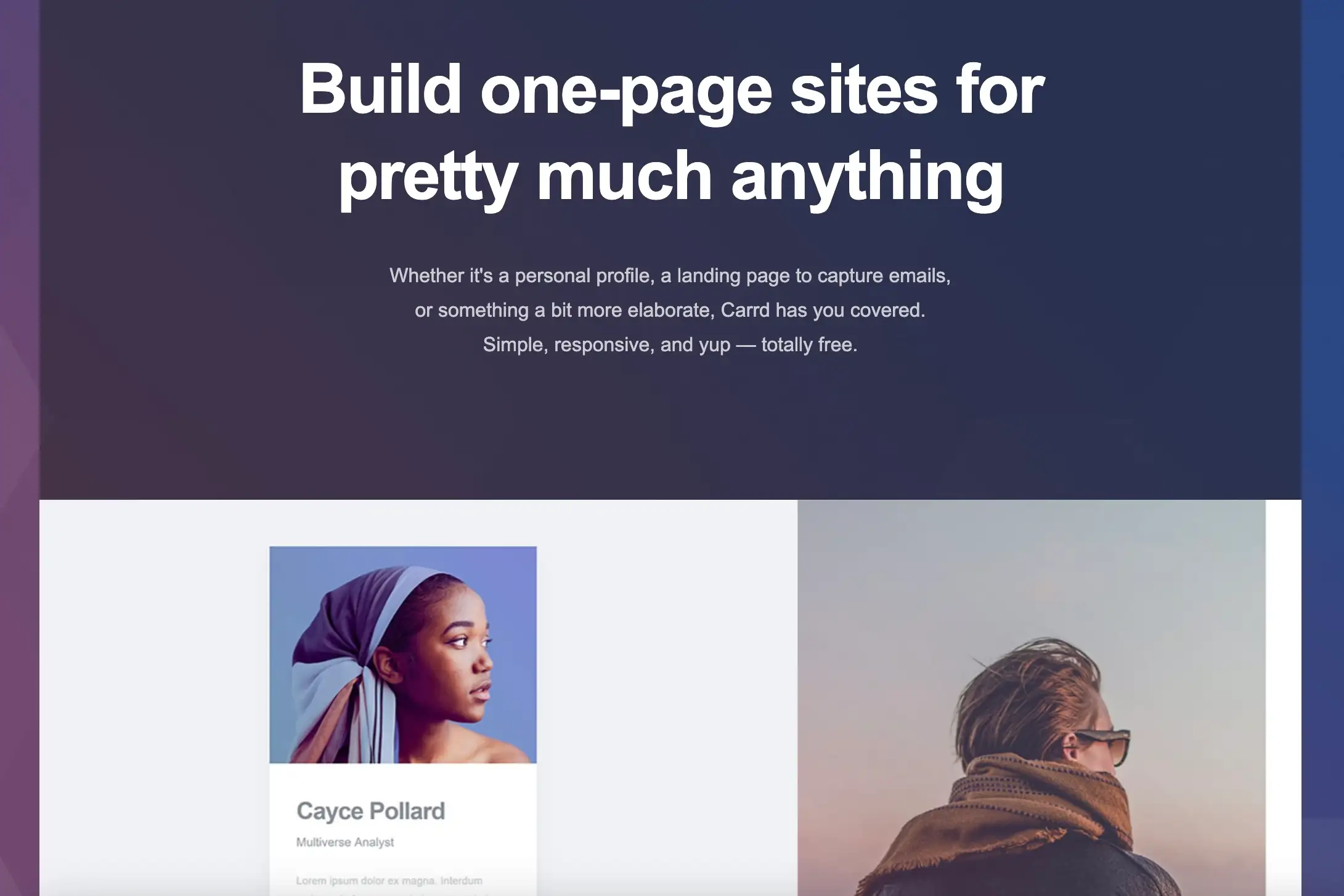 carrd homepage
