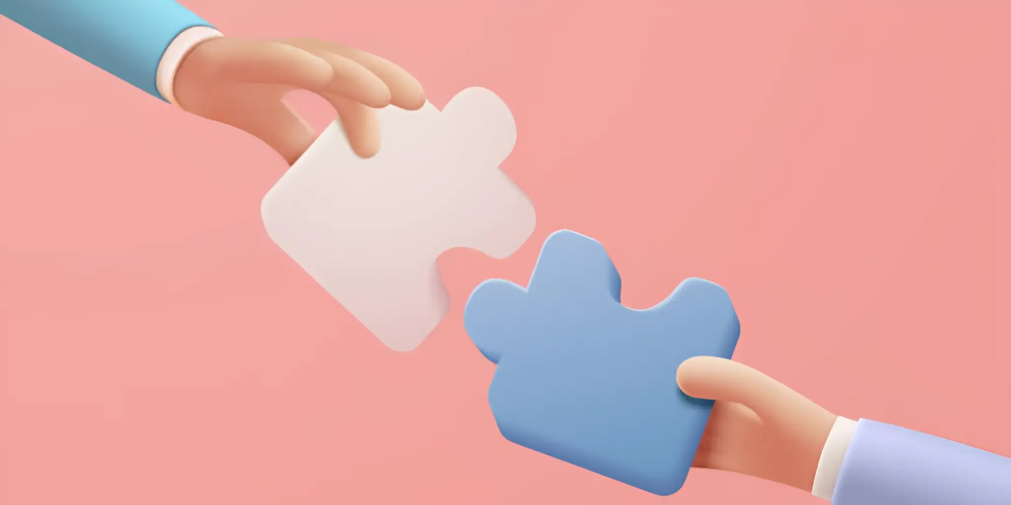 two jigsaw puzzle pieces of different colors