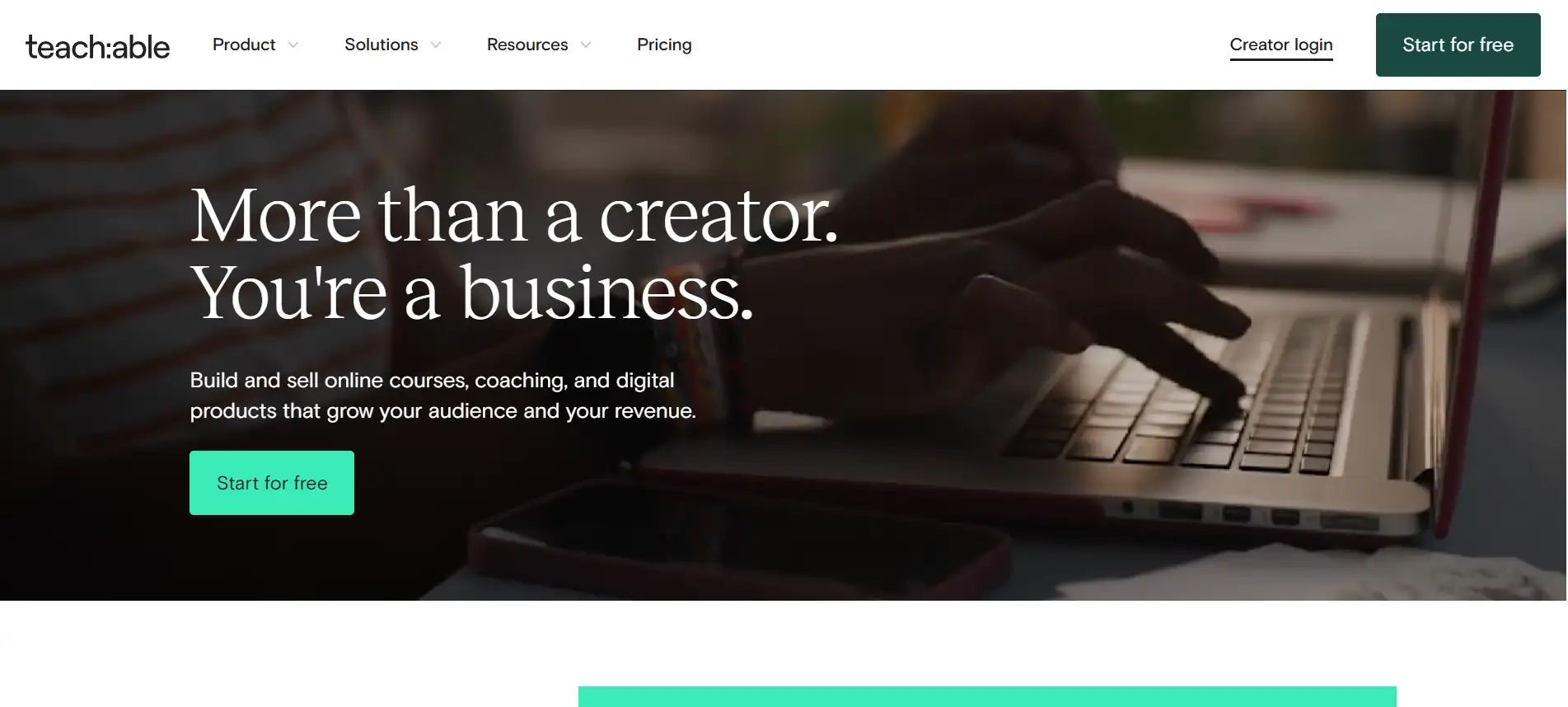 Teachable's homepage