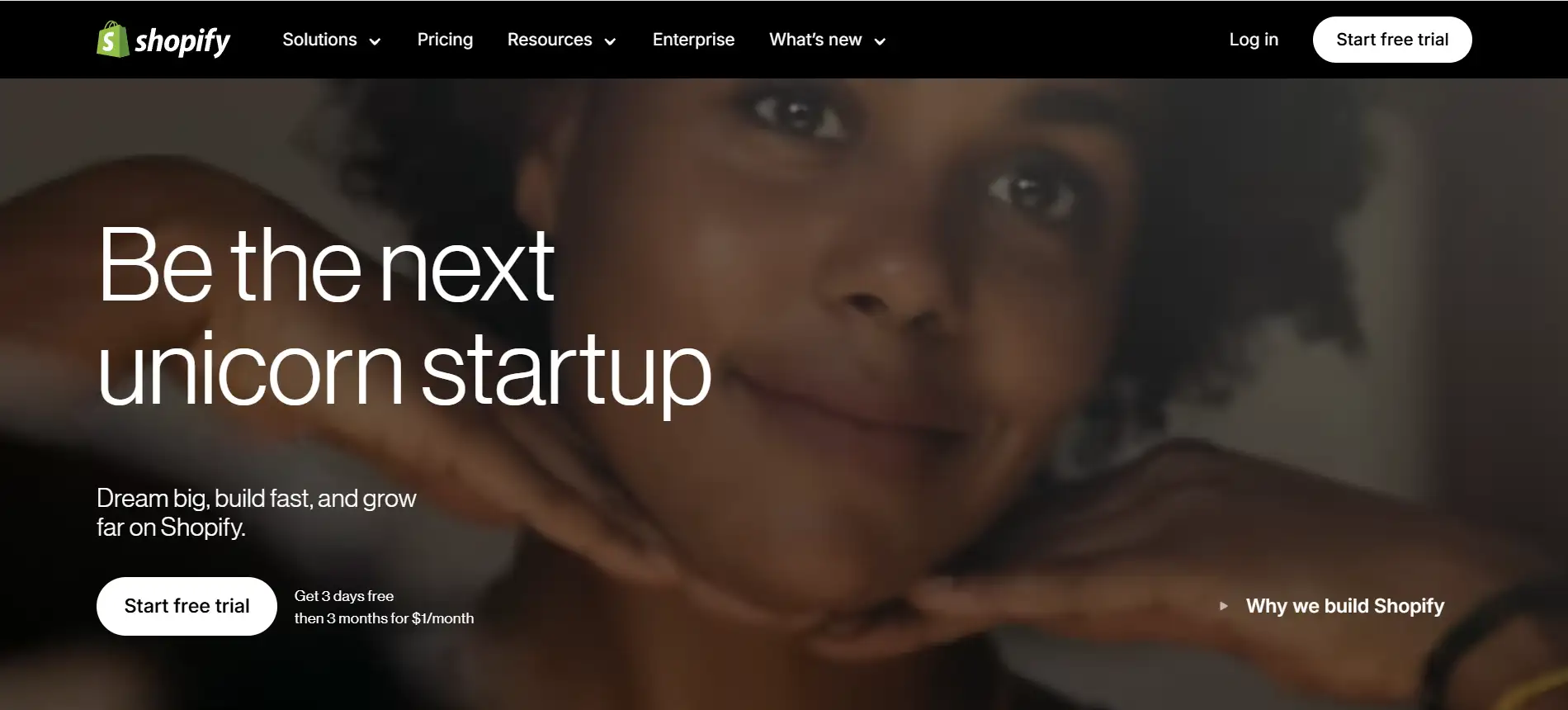 Shopify's homepage