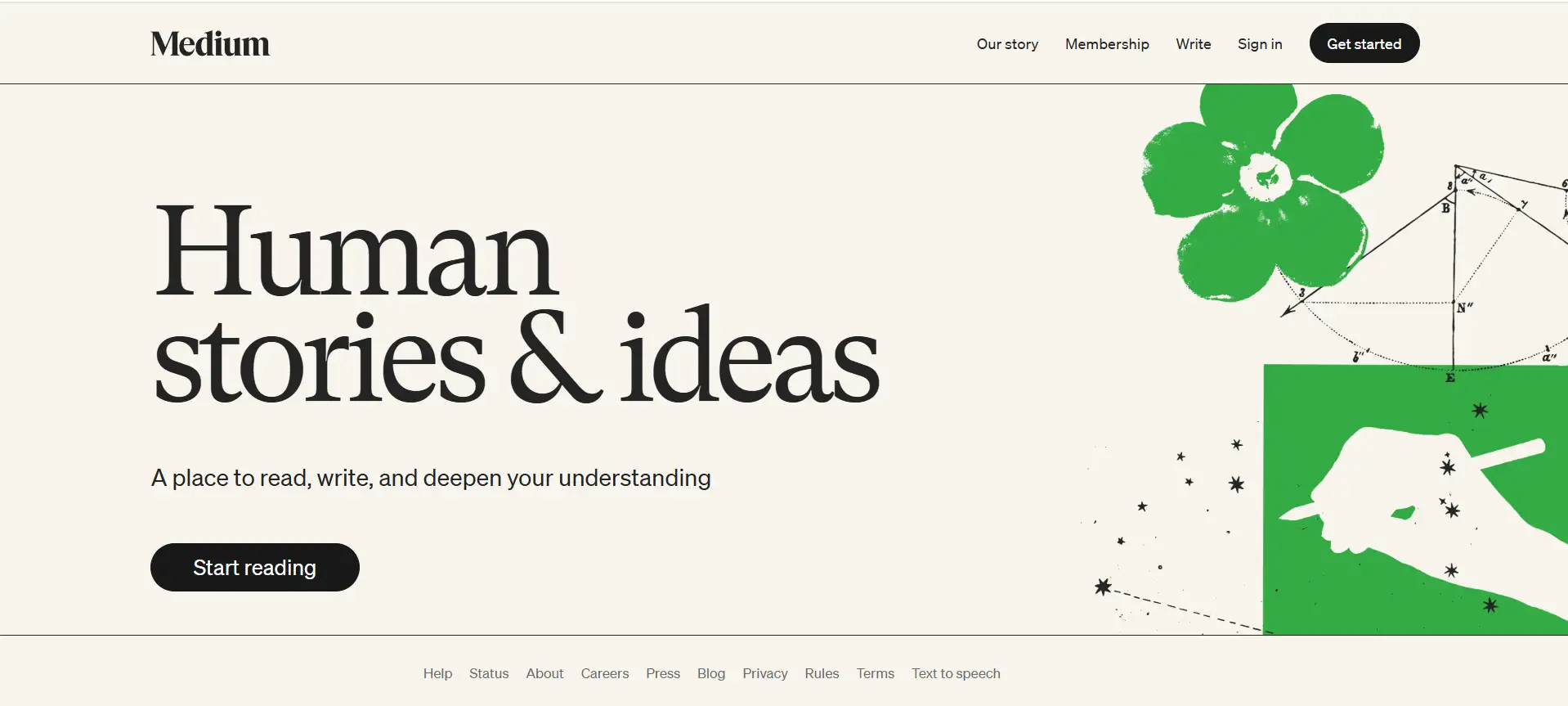 Medium's homepage