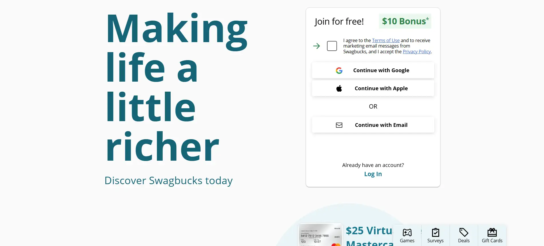 Swagbucks's homepage