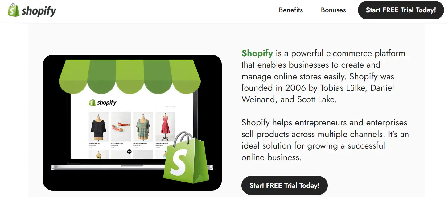 Shopify homepage