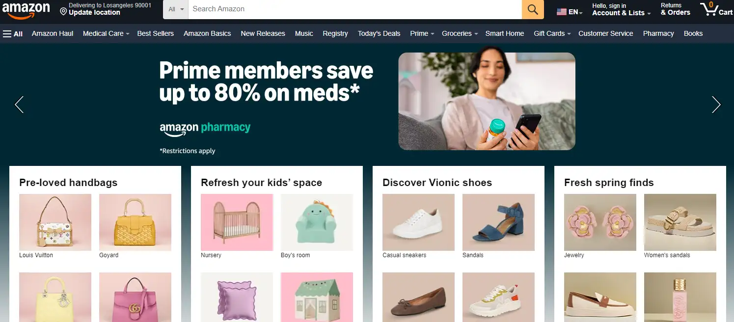 Amazon homepage