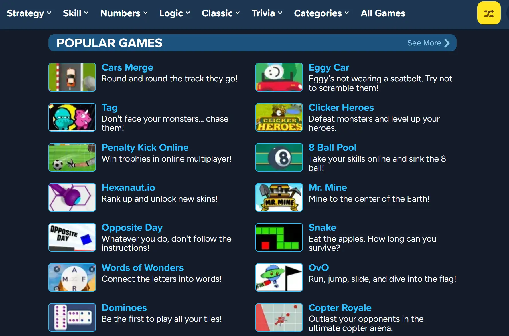 Homepage of Cool Math Games Homepage of Cool Math Games