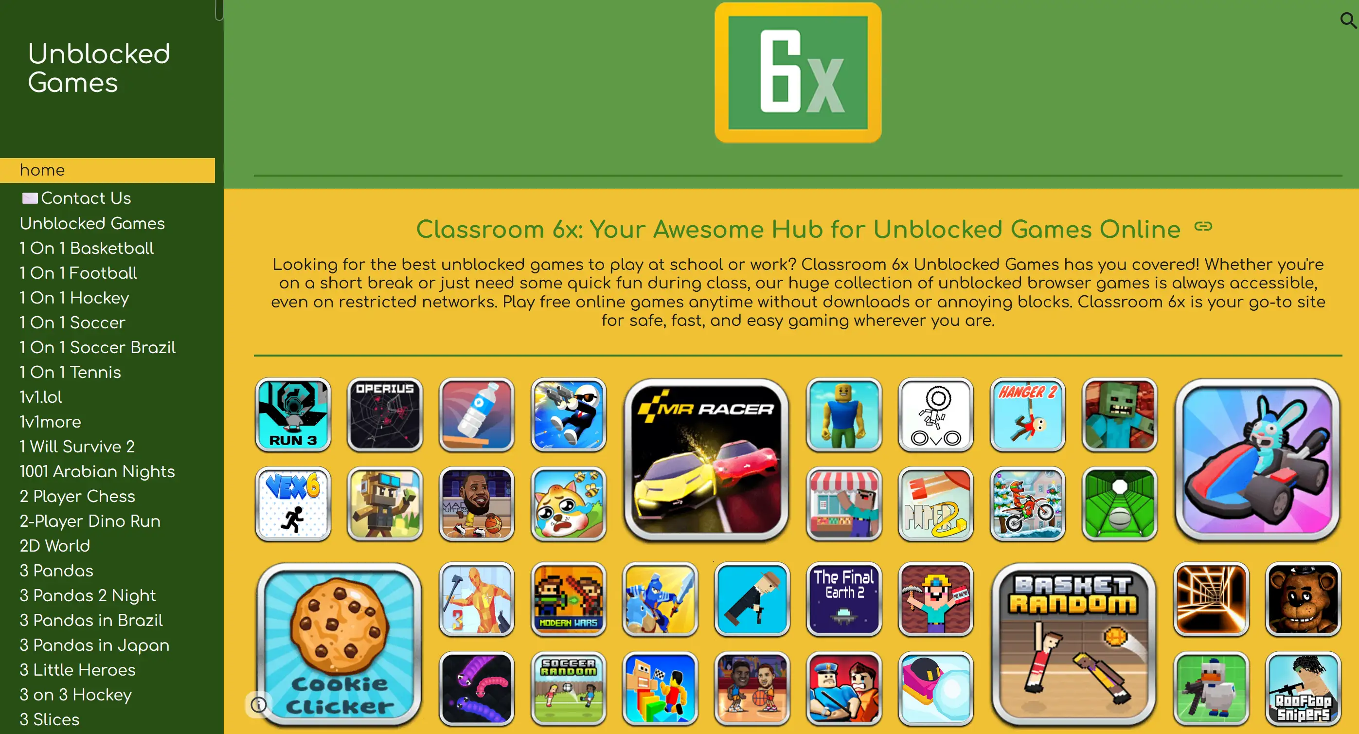 Homepage of Classroom 6x Homepage of Classroom 6x