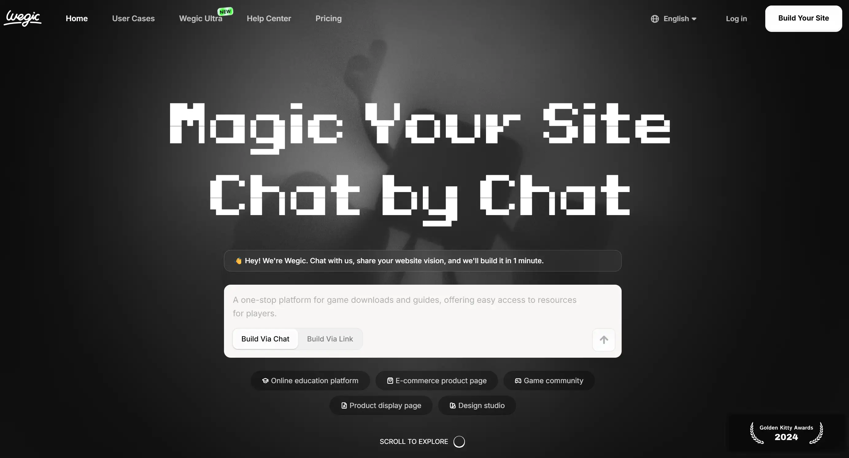 Homepage of AI website builder: Wegic Homepage of AI website builder: Wegic