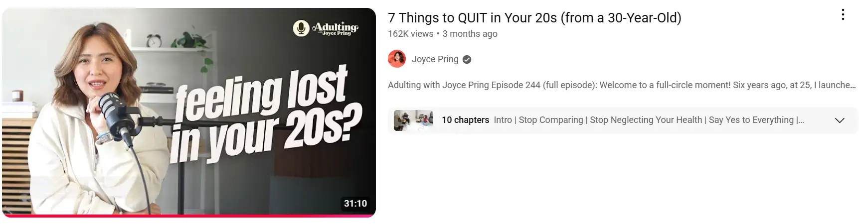 The Adulting with Joyce Pring podcast on YouTube