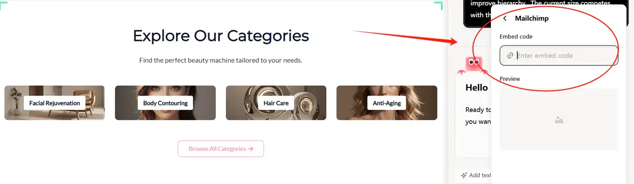 website works with the email tool mailchimp