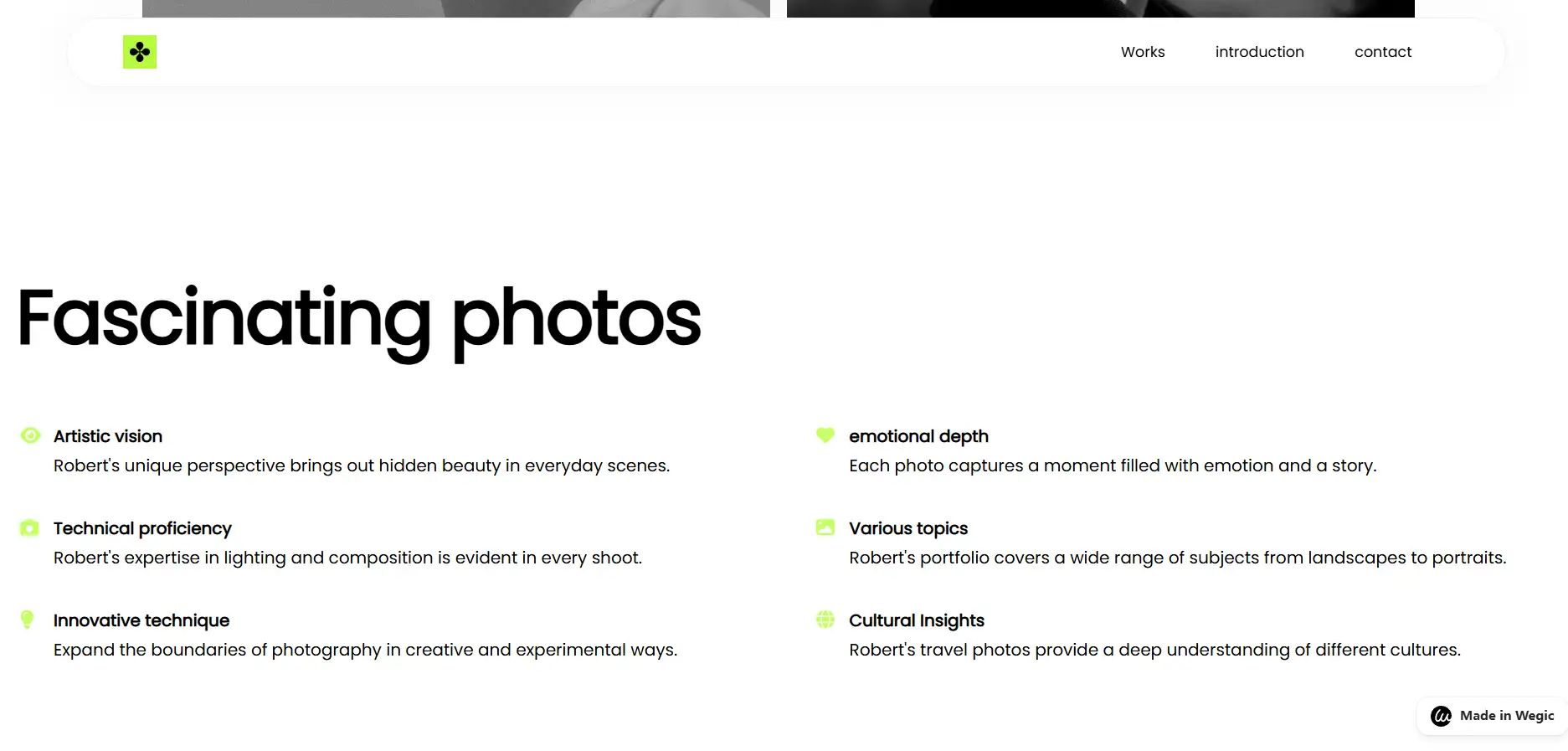 website with simple layout