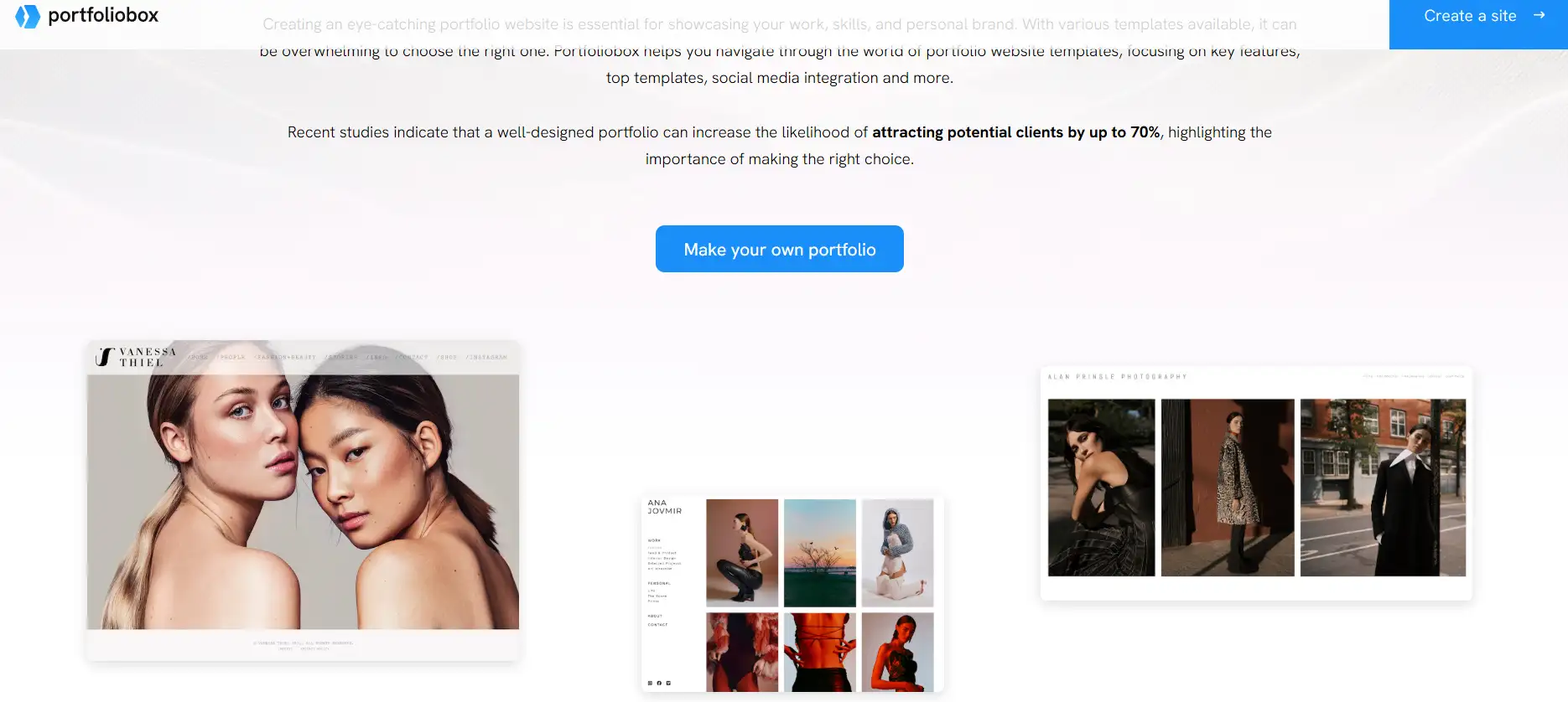 portfolio site platform with ready-made designs