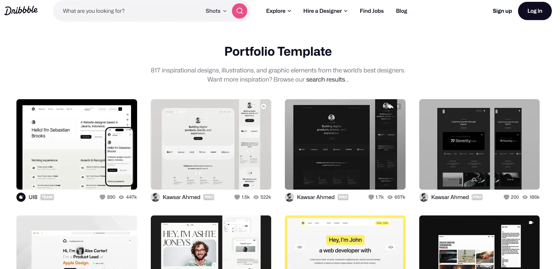 a portfolio site that hosts a vast design community