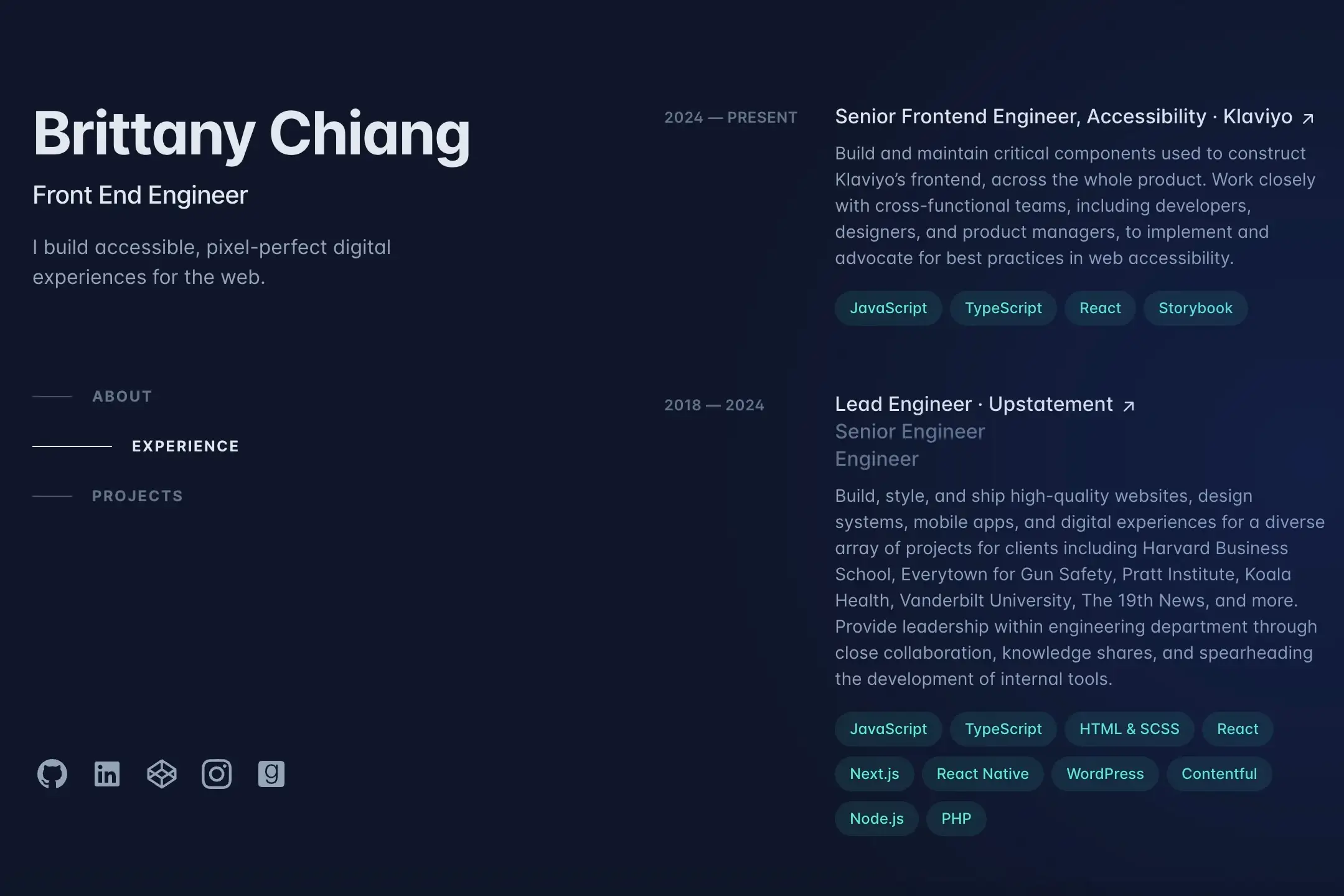 Brittany Chiang homepage