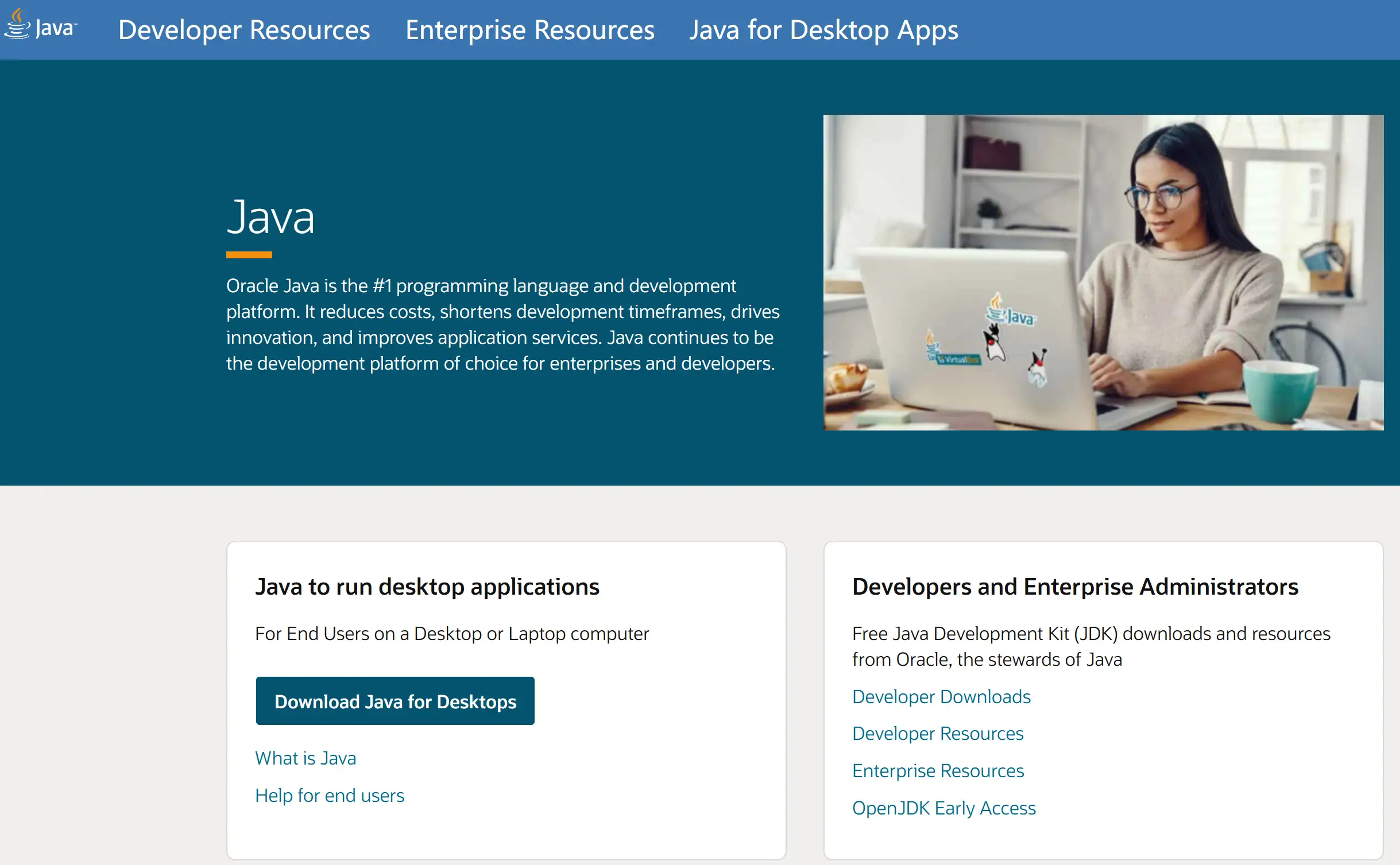 Homepage of Java