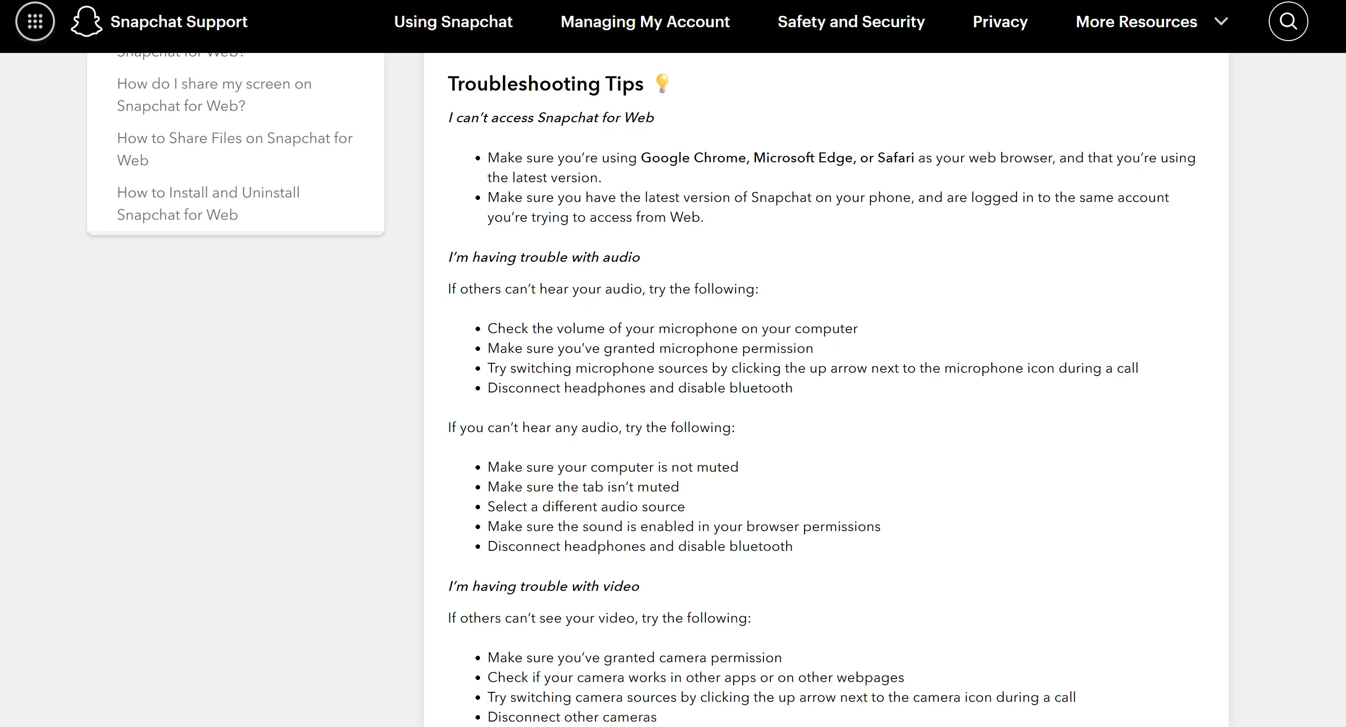 Troubleshooting tips on Snapchat Support Troubleshooting tips on Snapchat Support